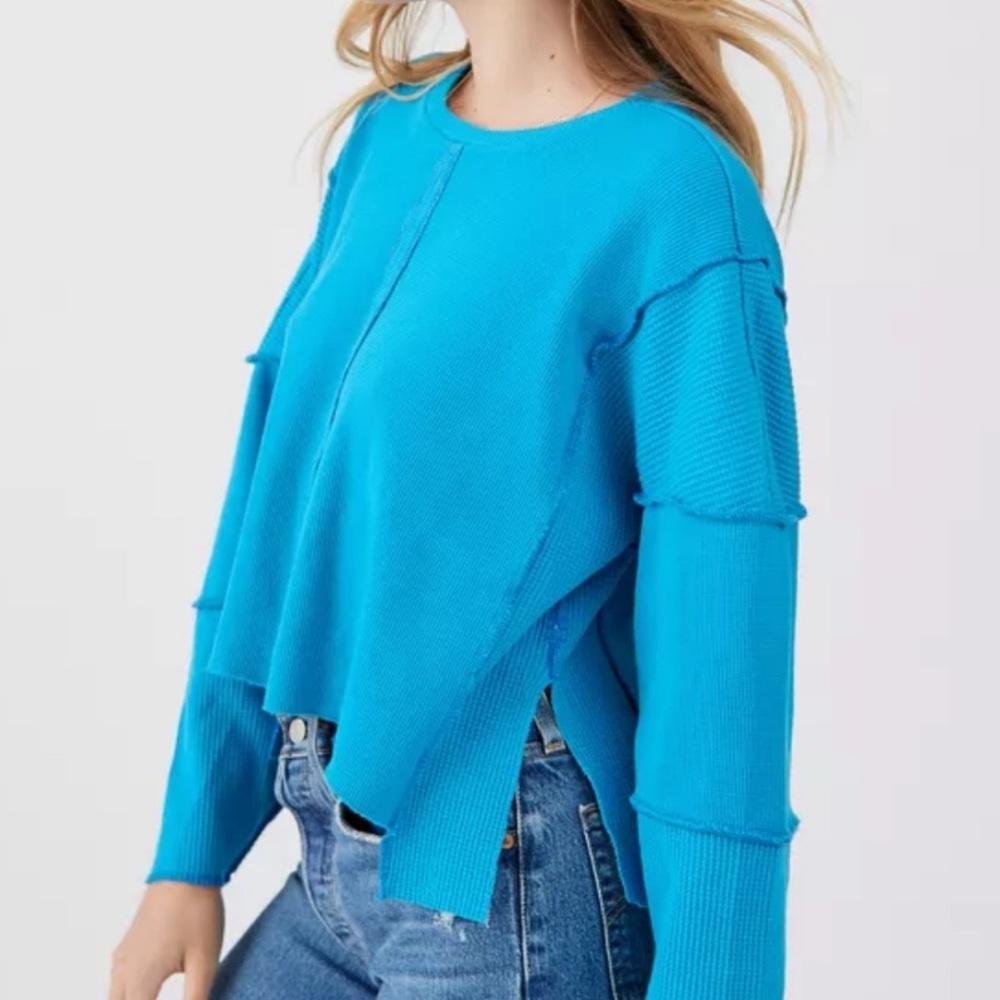 Urban Outfitters BDG Cobalt Blue Cropped Waffle Knit